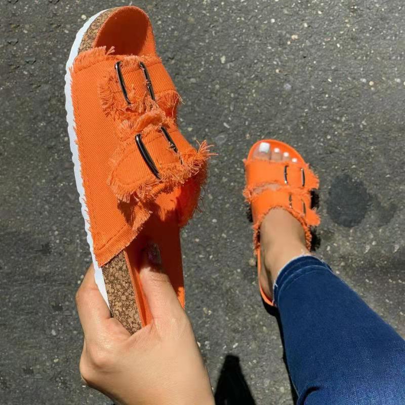 Serie de mezclilla al por mayor zapatillas de verano